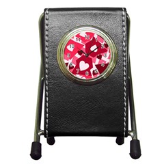 Pink-17 Pen Holder Desk Clock by nateshop