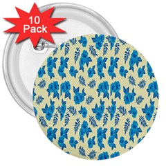 Rose-blue 3  Buttons (10 Pack)  by nateshop