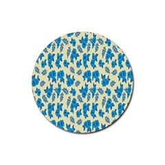 Rose-blue Rubber Round Coaster (4 pack)