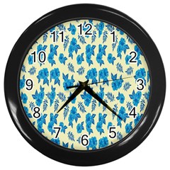 Rose-blue Wall Clock (black) by nateshop