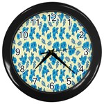 Rose-blue Wall Clock (Black) Front