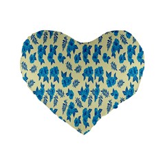 Rose-blue Standard 16  Premium Heart Shape Cushions