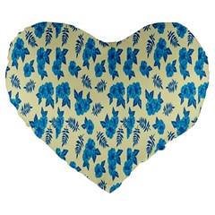 Rose-blue Large 19  Premium Heart Shape Cushions