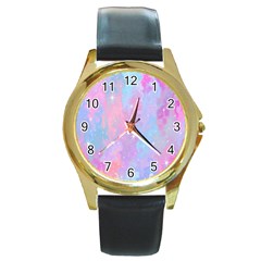 Space-25 Round Gold Metal Watch by nateshop