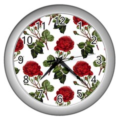 Roses-51 Wall Clock (silver) by nateshop