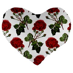 Roses-51 Large 19  Premium Flano Heart Shape Cushions by nateshop