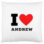 I love andrew Large Premium Plush Fleece Cushion Case (One Side) Front