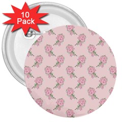 Flowers Bloom Blossom Pastel Pink Pattern 3  Buttons (10 Pack)  by Jancukart