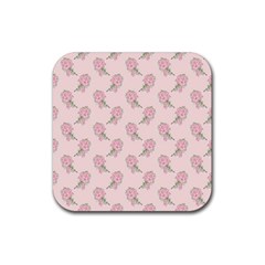 Flowers Bloom Blossom Pastel Pink Pattern Rubber Coaster (square)