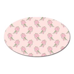 Flowers Bloom Blossom Pastel Pink Pattern Oval Magnet