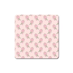 Flowers Bloom Blossom Pastel Pink Pattern Square Magnet