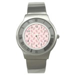 Flowers Bloom Blossom Pastel Pink Pattern Stainless Steel Watch Front