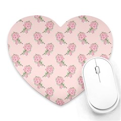 Flowers Bloom Blossom Pastel Pink Pattern Heart Mousepad