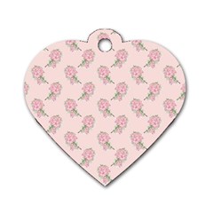 Flowers Bloom Blossom Pastel Pink Pattern Dog Tag Heart (one Side)