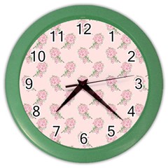 Flowers Bloom Blossom Pastel Pink Pattern Color Wall Clock