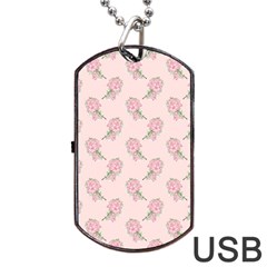 Flowers Bloom Blossom Pastel Pink Pattern Dog Tag Usb Flash (two Sides)