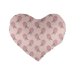 Flowers Bloom Blossom Pastel Pink Pattern Standard 16  Premium Heart Shape Cushions