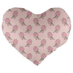 Flowers Bloom Blossom Pastel Pink Pattern Large 19  Premium Heart Shape Cushions