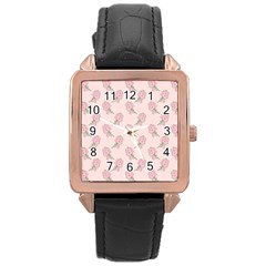 Flowers Bloom Blossom Pastel Pink Pattern Rose Gold Leather Watch  by Jancukart