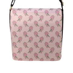 Flowers Bloom Blossom Pastel Pink Pattern Flap Closure Messenger Bag (l)