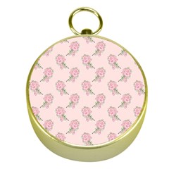 Flowers Bloom Blossom Pastel Pink Pattern Gold Compasses by Jancukart