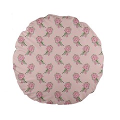 Flowers Bloom Blossom Pastel Pink Pattern Standard 15  Premium Flano Round Cushions