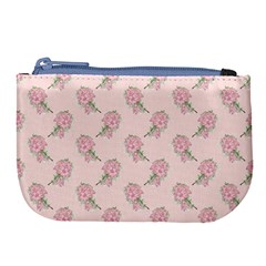 Flowers Bloom Blossom Pastel Pink Pattern Large Coin Purse by Jancukart