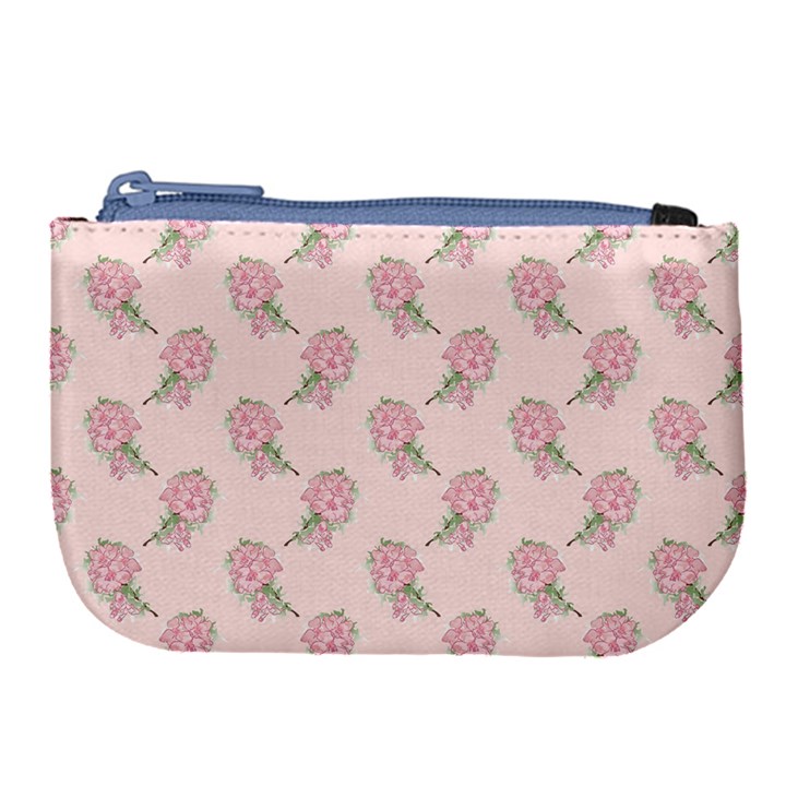 Flowers Bloom Blossom Pastel Pink Pattern Large Coin Purse