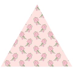 Flowers Bloom Blossom Pastel Pink Pattern Wooden Puzzle Triangle by Jancukart