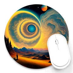 Ai Generated Surrealist Fantasy Dream Moon Space Round Mousepad