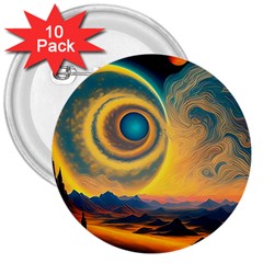 Ai Generated Surrealist Fantasy Dream Moon Space 3  Buttons (10 Pack)  by Jancukart