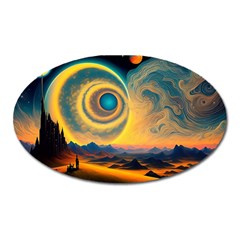 Ai Generated Surrealist Fantasy Dream Moon Space Oval Magnet