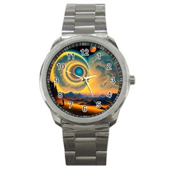 Ai Generated Surrealist Fantasy Dream Moon Space Sport Metal Watch