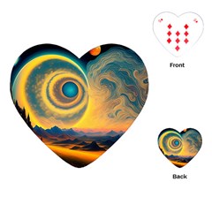 Ai Generated Surrealist Fantasy Dream Moon Space Playing Cards Single Design (heart) by Jancukart