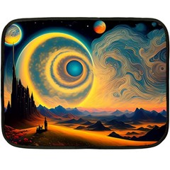 Ai Generated Surrealist Fantasy Dream Moon Space Two Sides Fleece Blanket (mini) by Jancukart