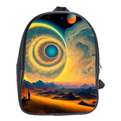 Ai Generated Surrealist Fantasy Dream Moon Space School Bag (large)