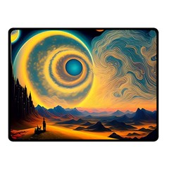 Ai Generated Surrealist Fantasy Dream Moon Space Fleece Blanket (small)