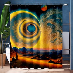 Ai Generated Surrealist Fantasy Dream Moon Space Shower Curtain 60  X 72  (medium)  by Jancukart