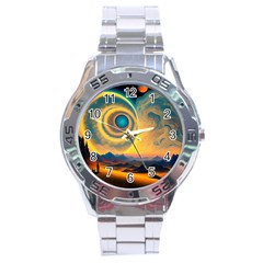 Ai Generated Surrealist Fantasy Dream Moon Space Stainless Steel Analogue Watch