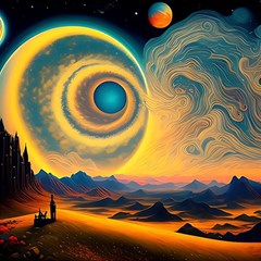 Ai Generated Surrealist Fantasy Dream Moon Space Play Mat (square) by Jancukart