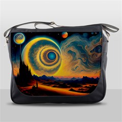 Ai Generated Surrealist Fantasy Dream Moon Space Messenger Bag by Jancukart