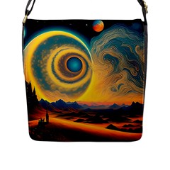 Ai Generated Surrealist Fantasy Dream Moon Space Flap Closure Messenger Bag (l)