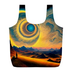 Ai Generated Surrealist Fantasy Dream Moon Space Full Print Recycle Bag (l)