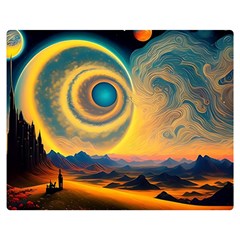 Ai Generated Surrealist Fantasy Dream Moon Space Two Sides Premium Plush Fleece Blanket (medium) by Jancukart