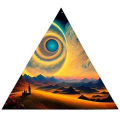 Ai Generated Surrealist Fantasy Dream Moon Space Wooden Puzzle Triangle