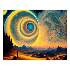 Ai Generated Surrealist Fantasy Dream Moon Space Premium Plush Fleece Blanket (large)