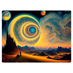 Ai Generated Surrealist Fantasy Dream Moon Space Two Sides Premium Plush Fleece Blanket (extra Small)