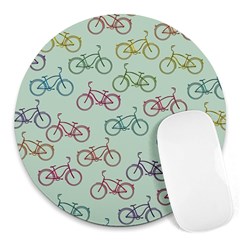 Bicycle Bikes Pattern Ride Wheel Cycle Icon Round Mousepad by Jancukart