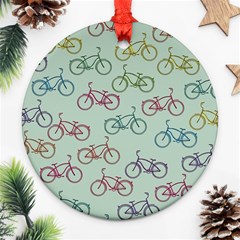 Bicycle Bikes Pattern Ride Wheel Cycle Icon Ornament (round) by Jancukart