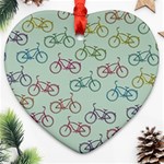 Bicycle Bikes Pattern Ride Wheel Cycle Icon Ornament (Heart) Front